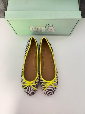 Neon Trim Zebra Ballet Flats Mia Girl